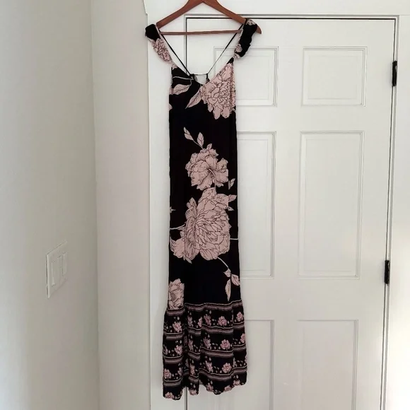 Maaji Anthropologie Evening Floral Bloom Flutter-Sleeve Dress, Small - Picture 2 of 10